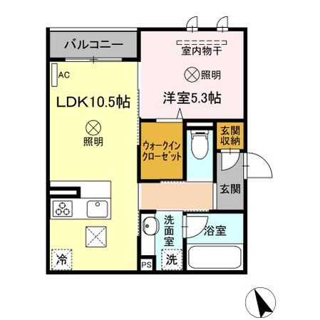 Ｄ-ｒｏｏｍ中筋　Ⅱ棟の物件間取画像